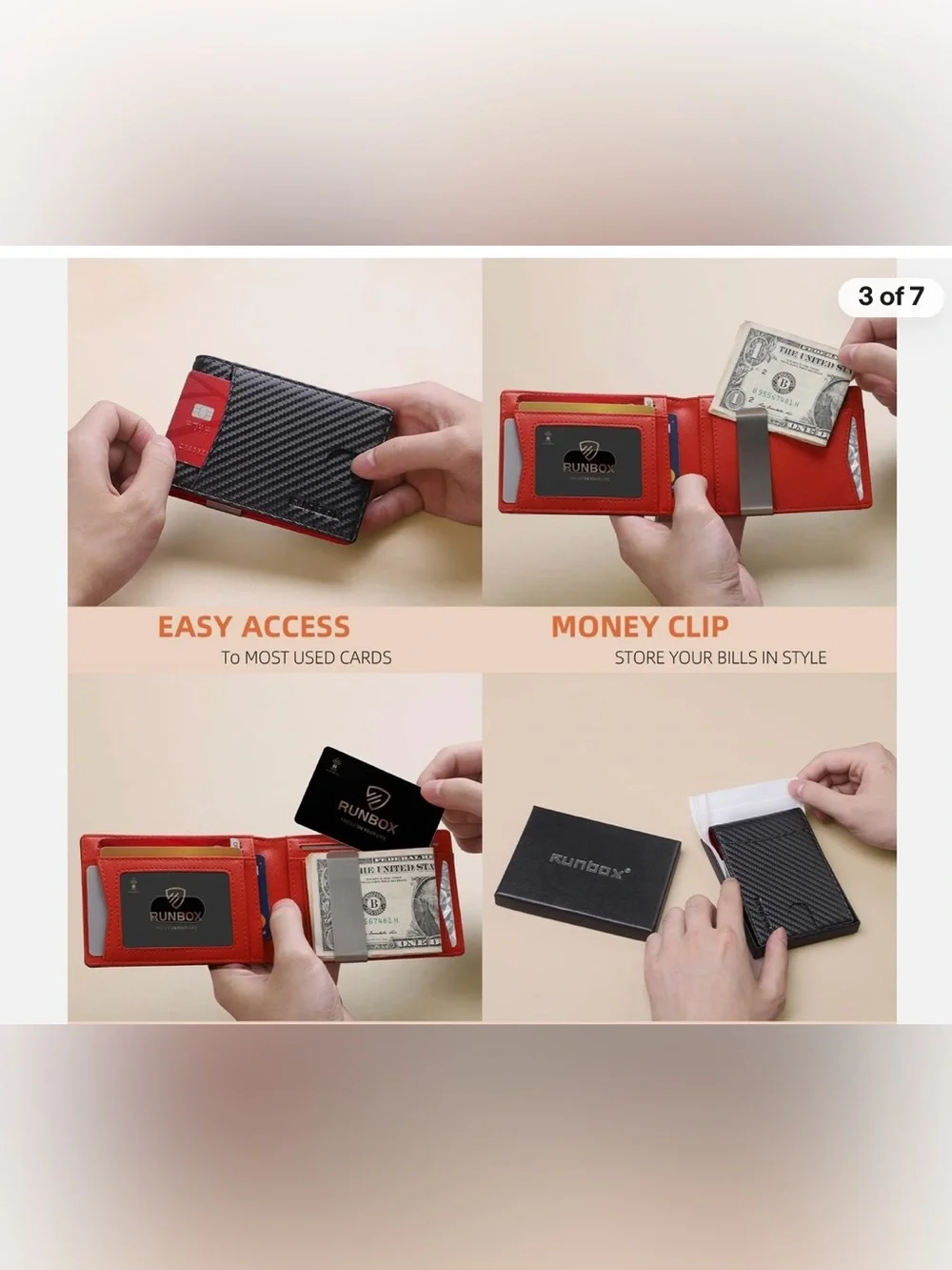 slim security  Leather Money Clip Wallet for Men